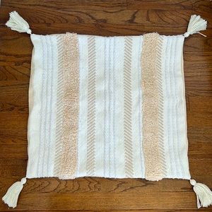 Cotton tassels neutrals woven pillow cover